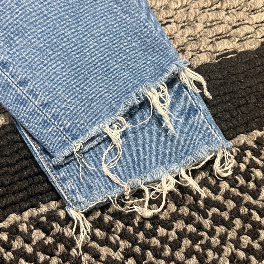 Levi’s Wedgie Straight Jeans Womens Sz 27 BIG E Raw Hem Button Fly Y2K Retro - Picture 7 of 13